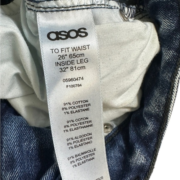 Asos Ridley Jeans 26 Blue With Front Split Seam And Vent Hem - Picture 11 of 11